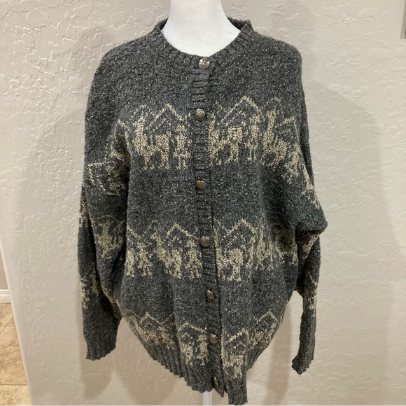Winona Women’s Vintage Knit Wool Cotton Blend Button Up Gray Cardigan Size L - Picture 3 of 11